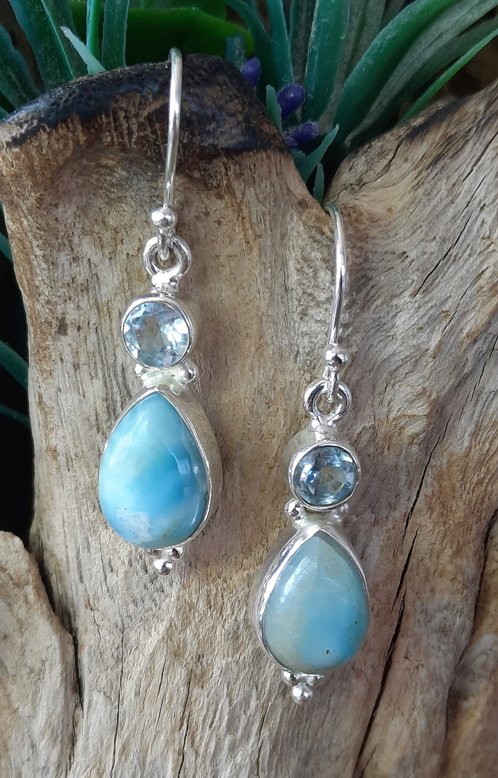 LARIMAR & TOPAZ EARRINGS GS2557