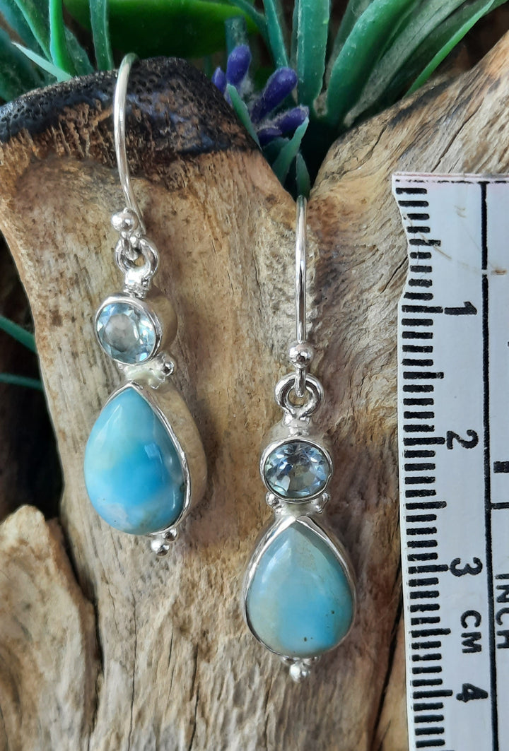 LARIMAR & TOPAZ EARRINGS GS2557