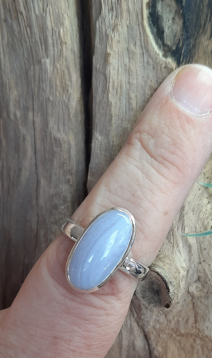 BLUE LACE AGATE RING SIZE 8(P) GS7216