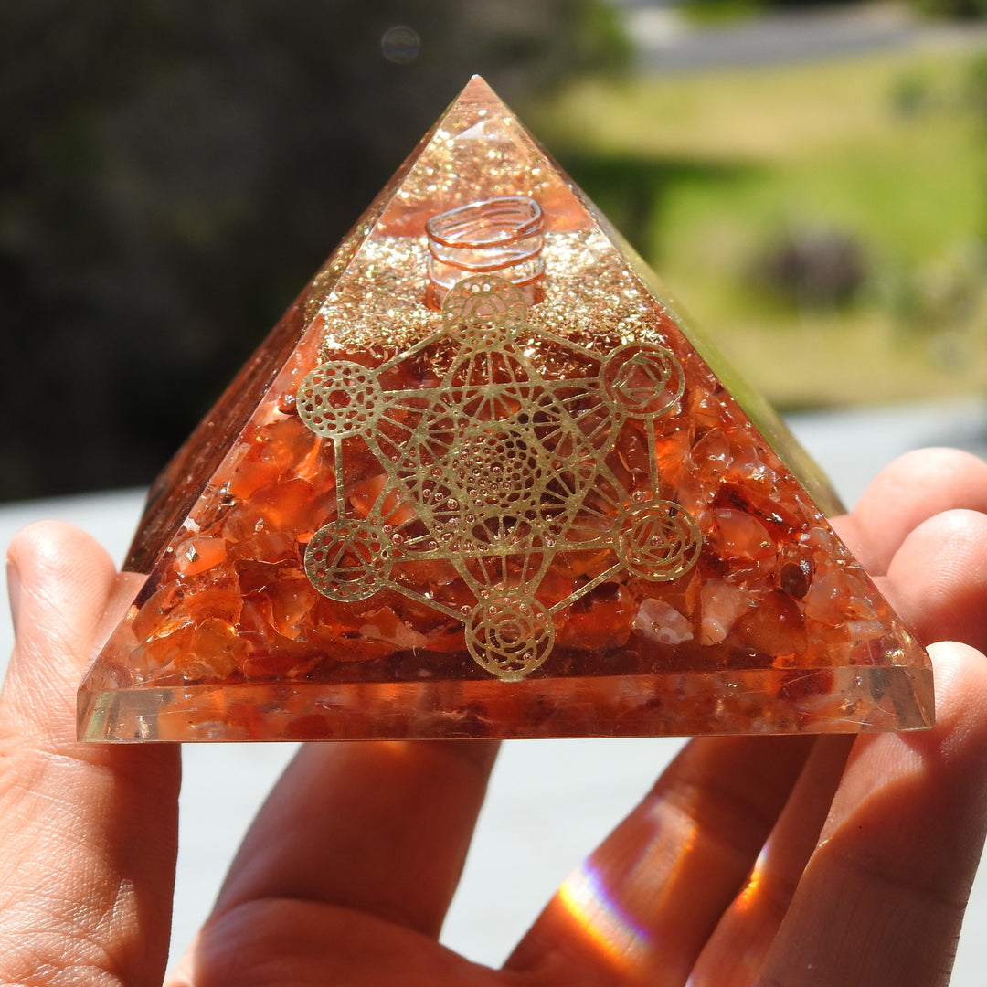 Orgonite Pyramid - Carnelian (7.6cm x 7.6cm) OGCN1