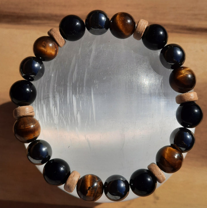 Obsidian, Hematite & Tiger Eye Bracelet (20cm)