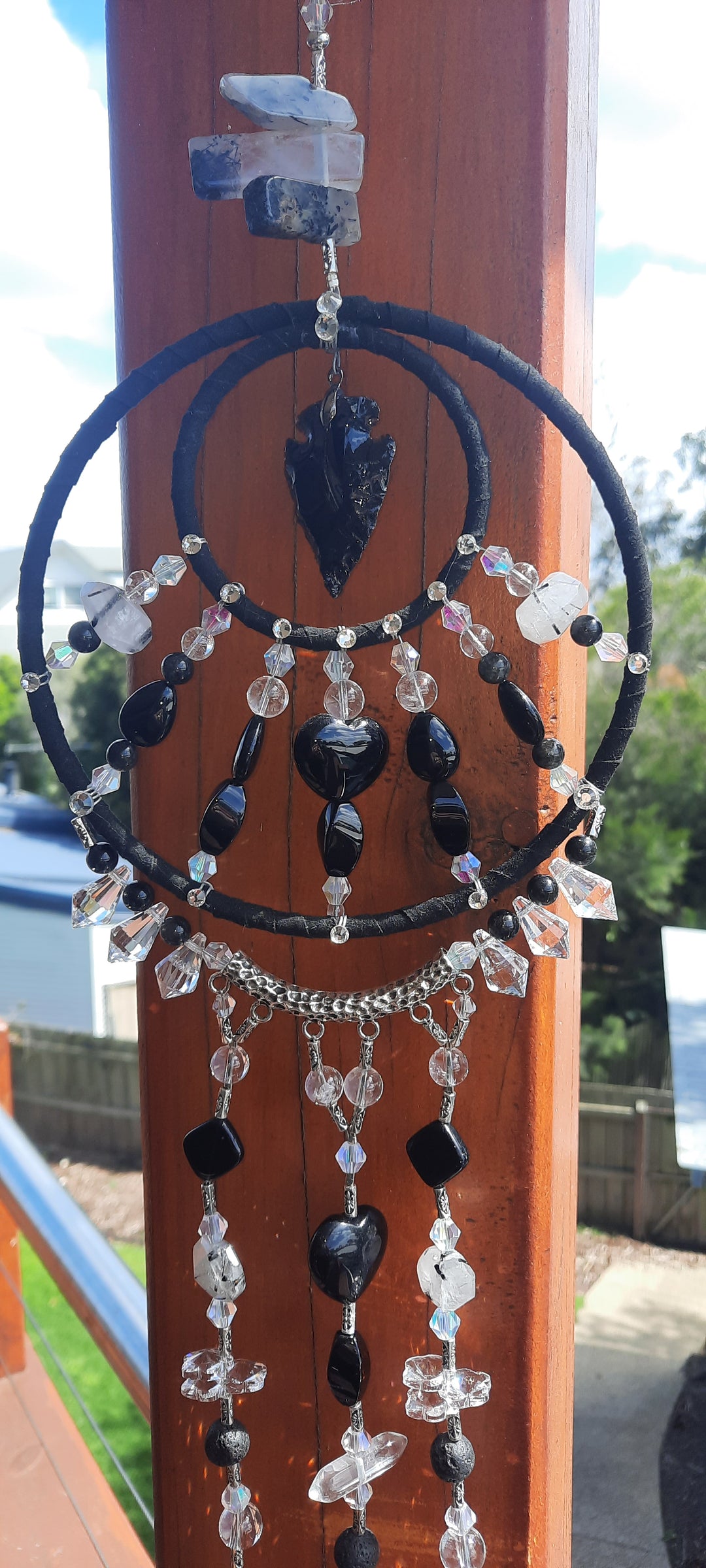 Obsidian Crystal Mandala Dream Catcher 65cm