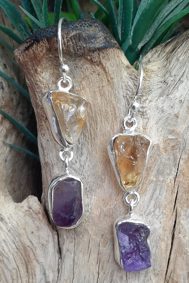 CITRINE & AMETHYST EARRINGS GS7255