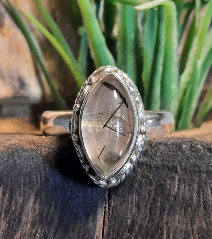 TOURMALINE QUARTZ RUTILE RING SIZE 7.5(O) GS9846