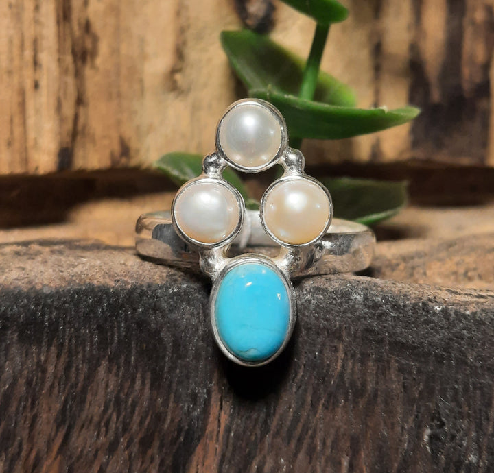 TURQUOISE PEARL RING SIZE 9.5(S) GS9021