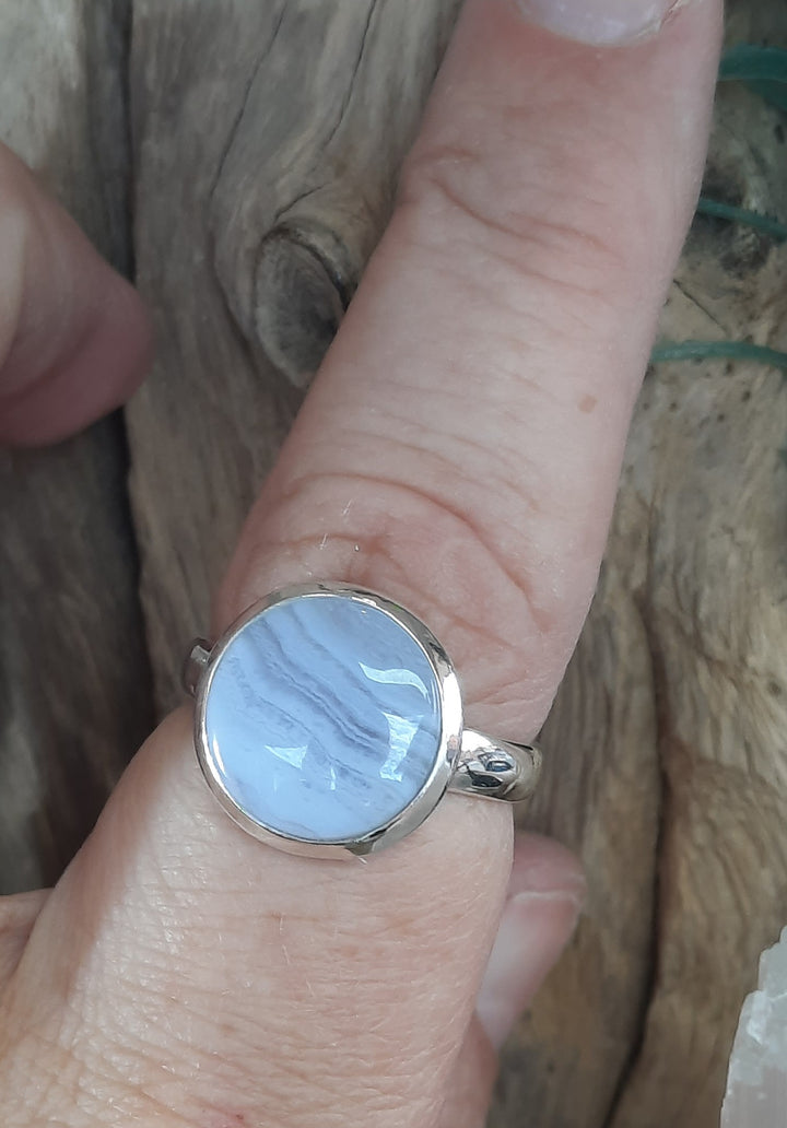 BLUE LACE AGATE RING SIZE 8.5(Q) GS7222