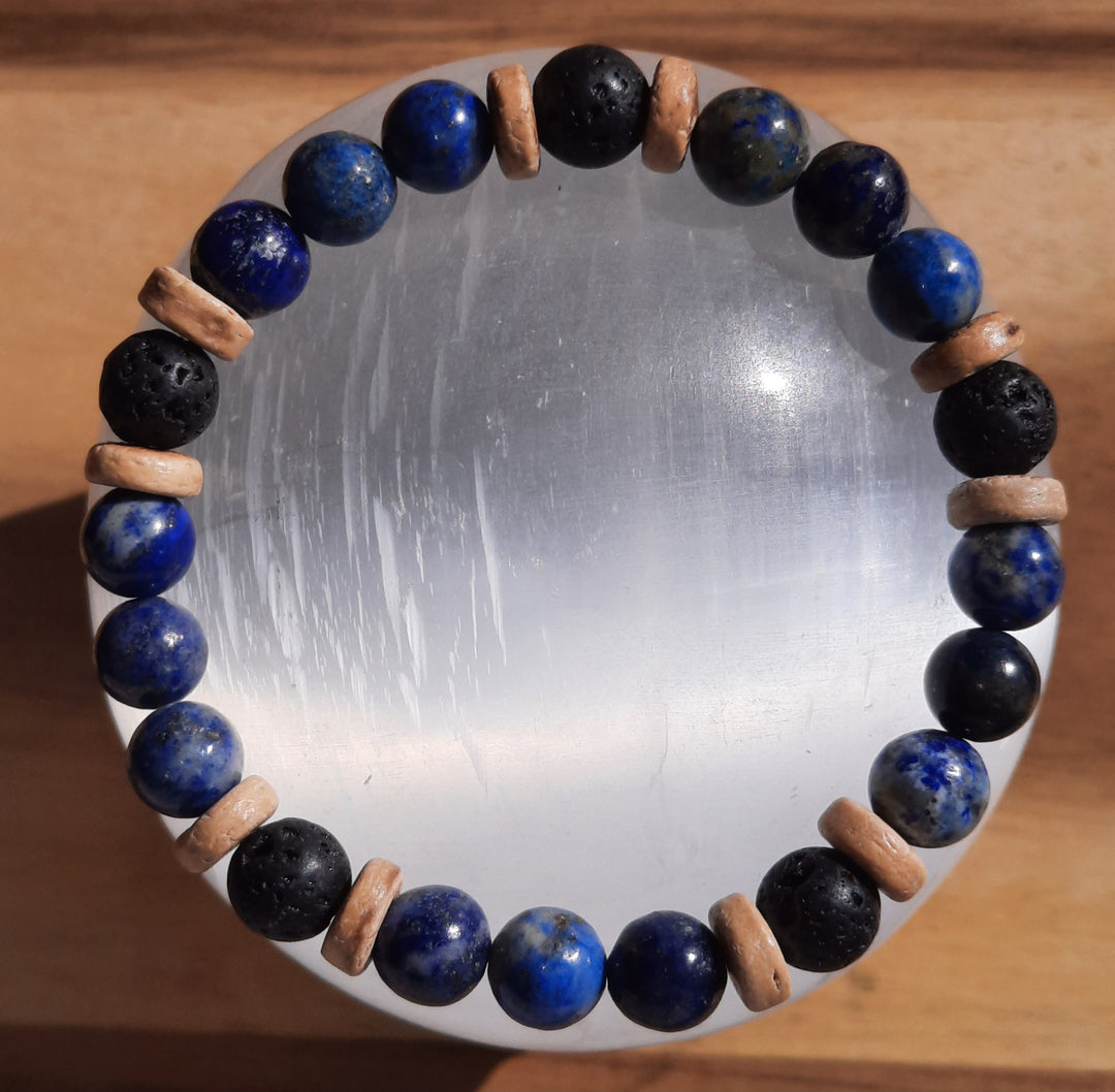 Lapis Lazuli & Lava Stone Bracelet (18-19cm)