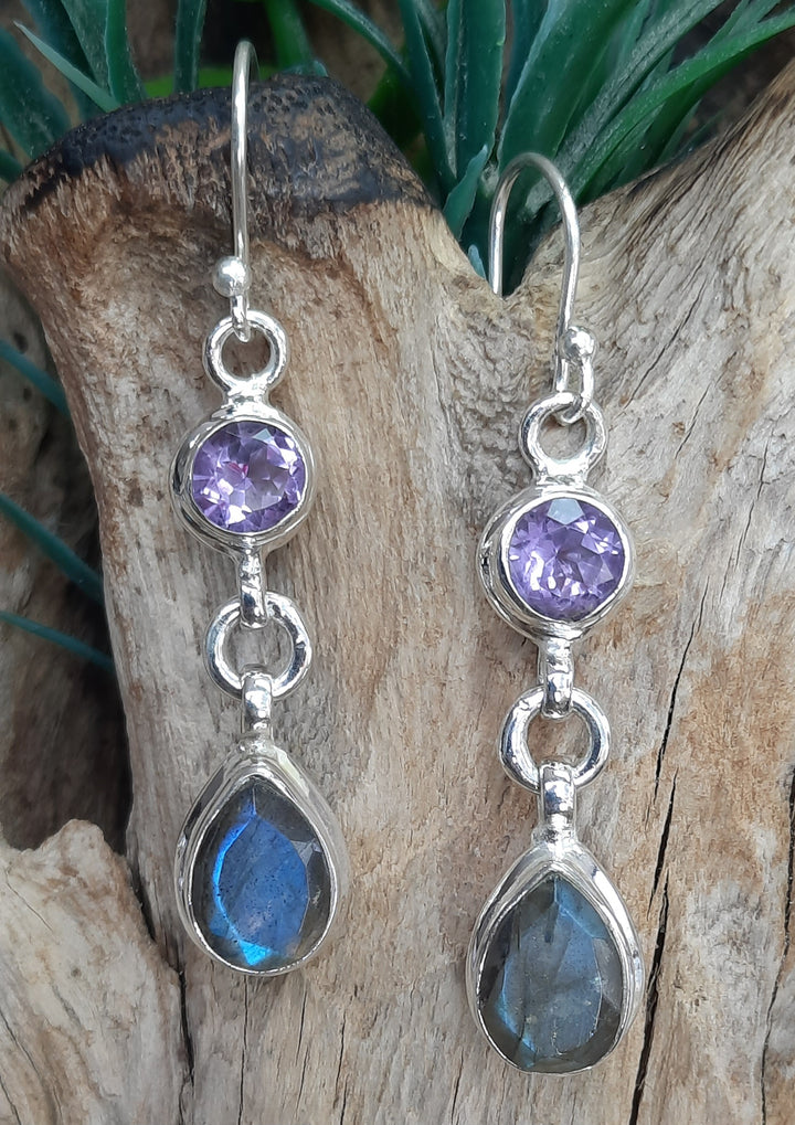 LABRADORITE & AMETHYST EARRINGS  GS7245