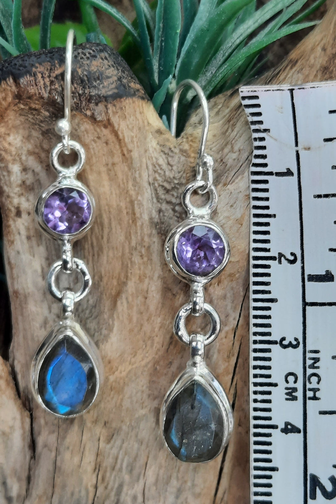 LABRADORITE & AMETHYST EARRINGS  GS7245