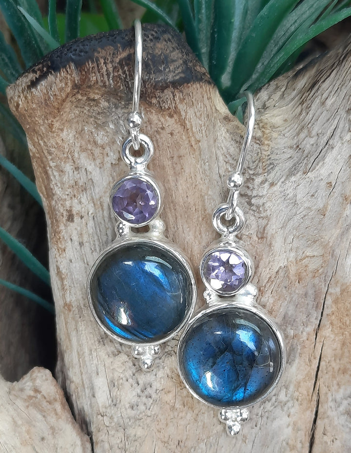 LABRADORITE & AMETHYST EARRINGS GS7242