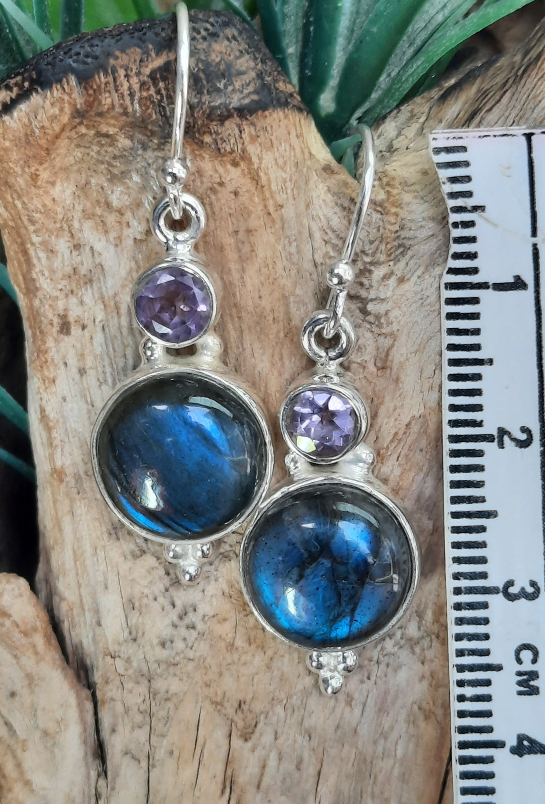 LABRADORITE & AMETHYST EARRINGS GS7242