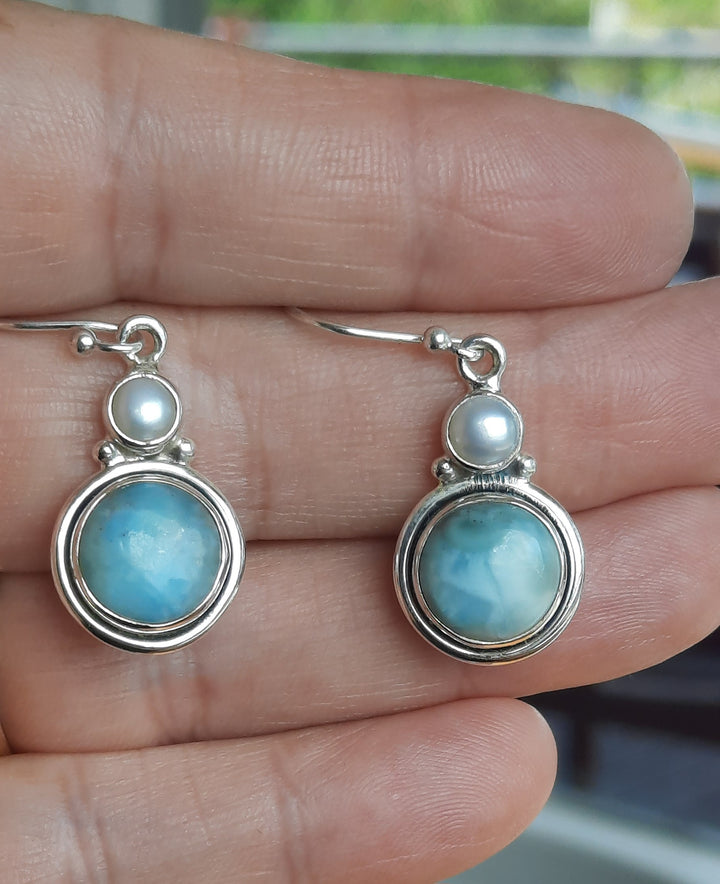 LARIMAR EARRINGS PEARL GS7241