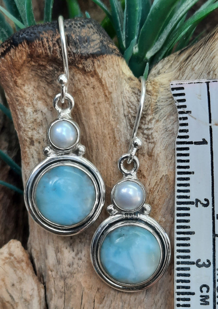 LARIMAR EARRINGS PEARL GS7241