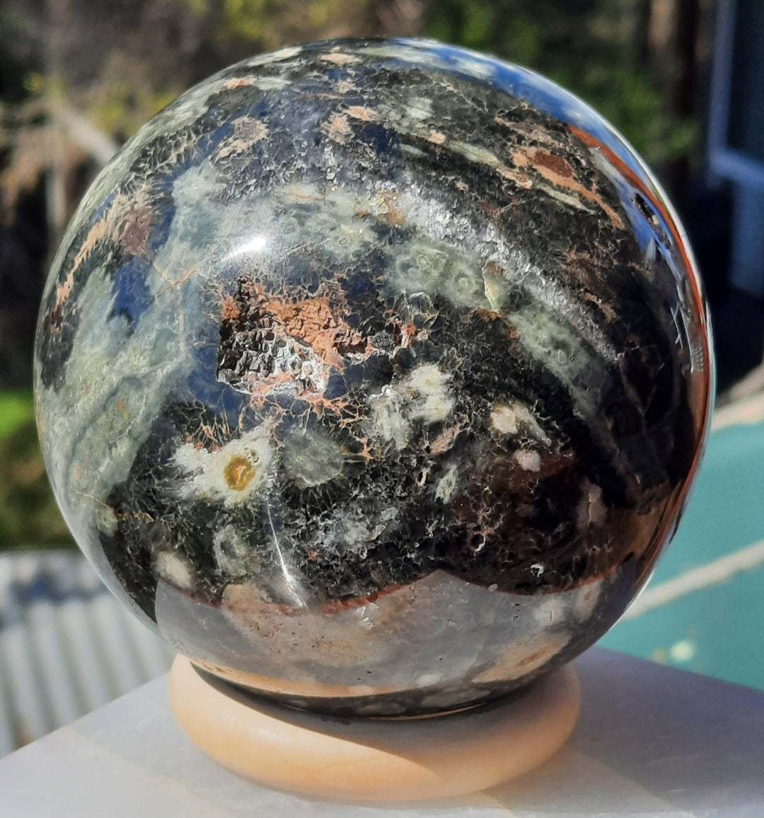 Ocean Jasper Sphere (852g) With Stand