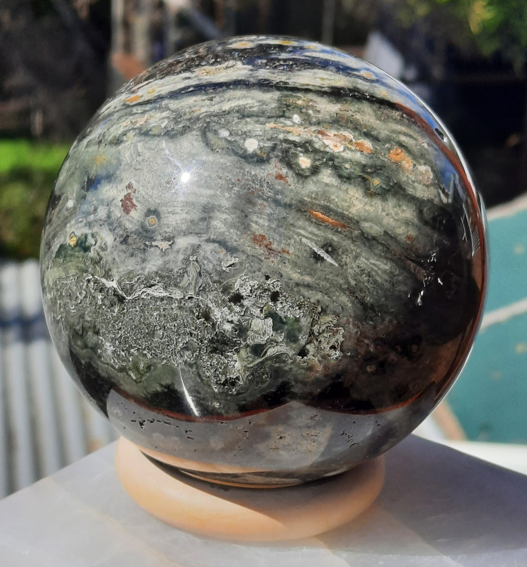 Ocean Jasper Sphere (852g) With Stand