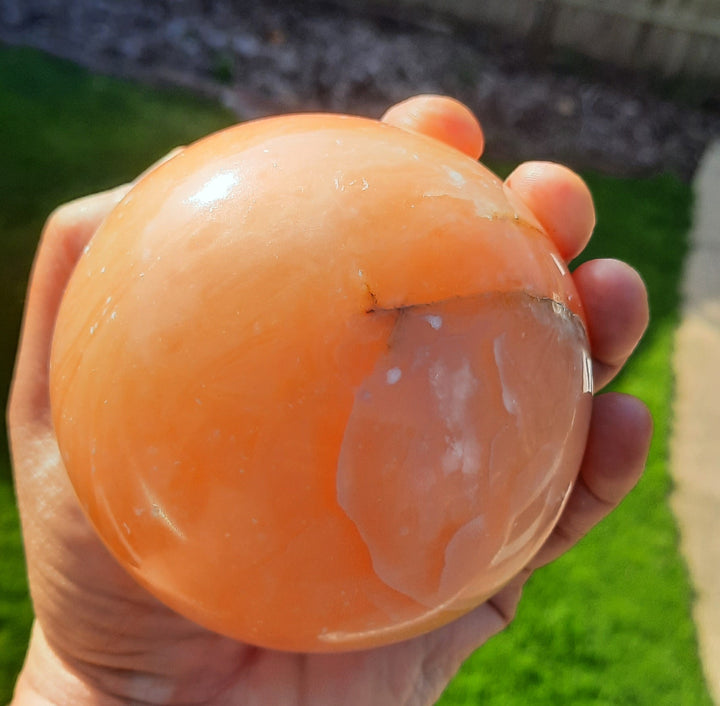 Orange Calcite Sphere (920g) With Stand