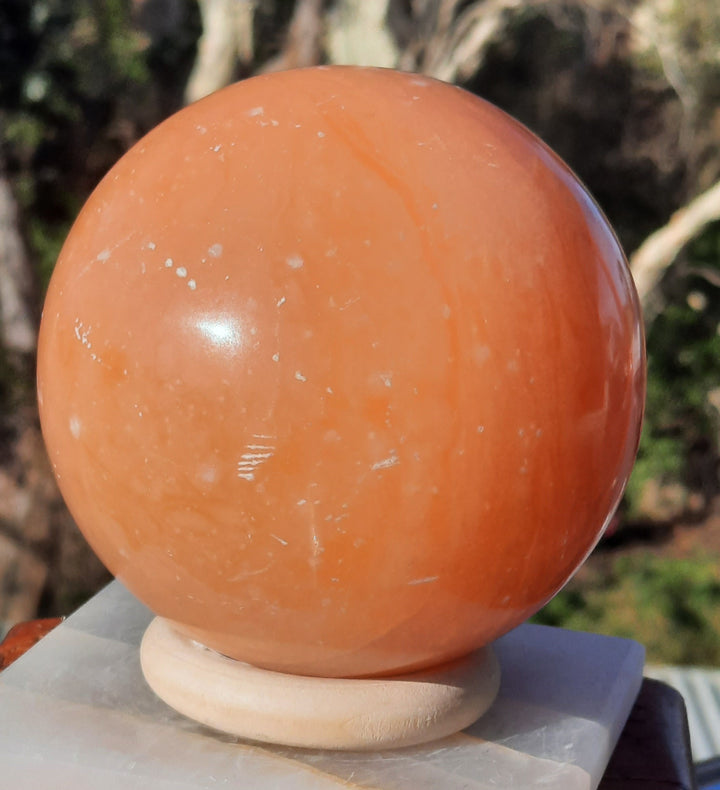 Orange Calcite Sphere (920g) With Stand