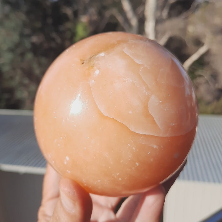 Orange Calcite Sphere (920g) With Stand