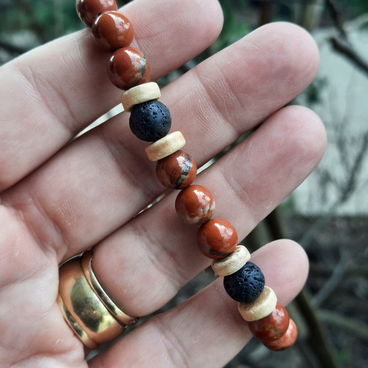 Red Jasper & Lava Stone Bracelet